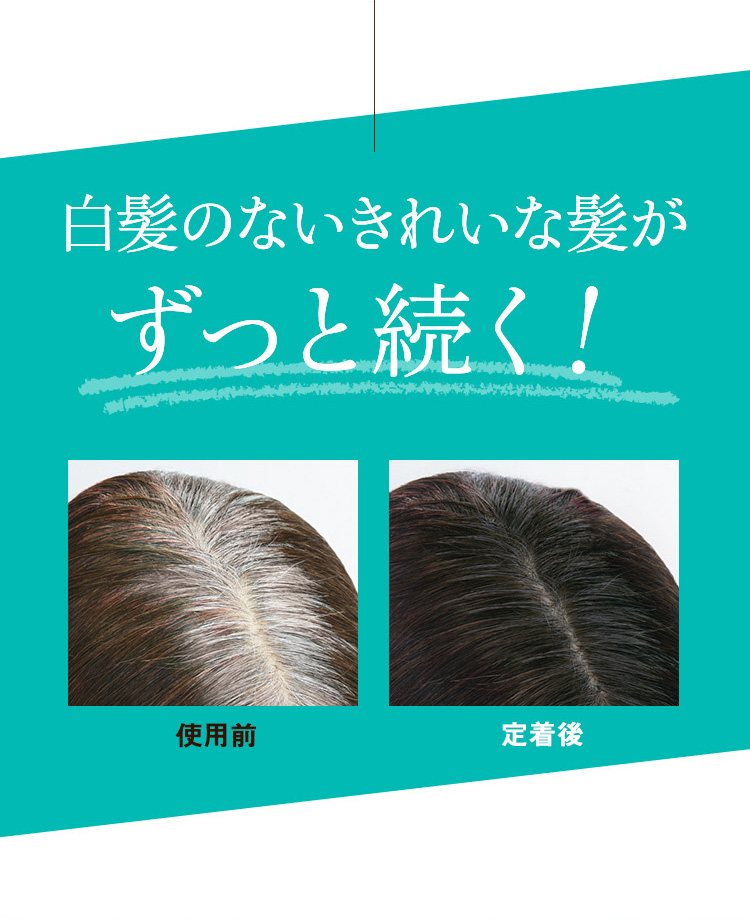 白髪のないきれいな髪がずっと続く！
使用前 定着後